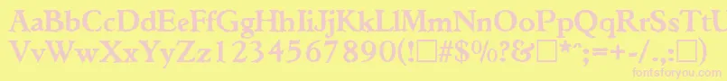 TiconderogaRegular-fontti – vaaleanpunaiset fontit keltaisella taustalla