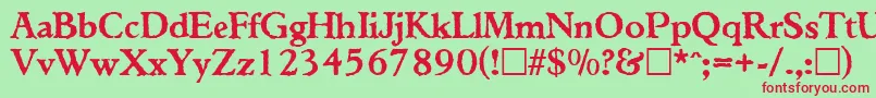 Шрифт TiconderogaRegular – красные шрифты на зелёном фоне