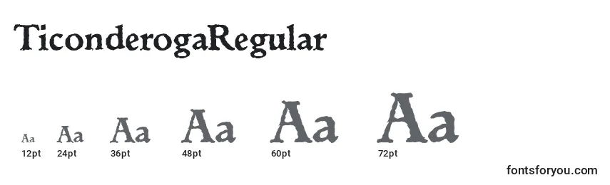 Размеры шрифта TiconderogaRegular
