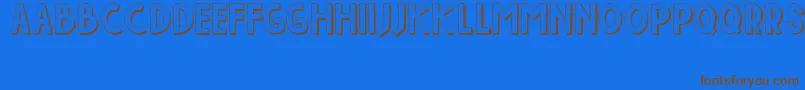 フォントIndahPapuaku – 茶色の文字が青い背景にあります。