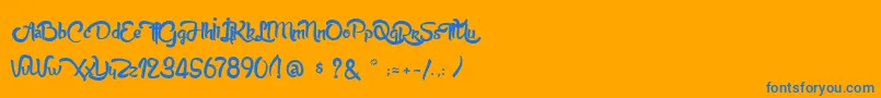 AnabelleScriptLight Font – Blue Fonts on Orange Background