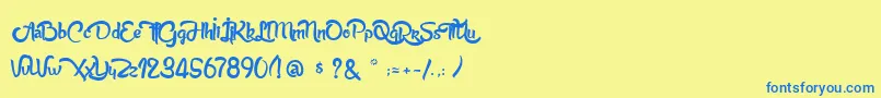 AnabelleScriptLight Font – Blue Fonts on Yellow Background