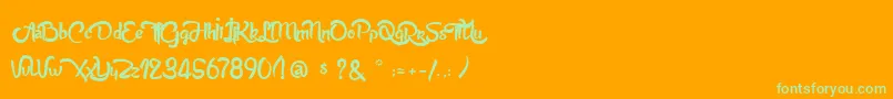 AnabelleScriptLight Font – Green Fonts on Orange Background