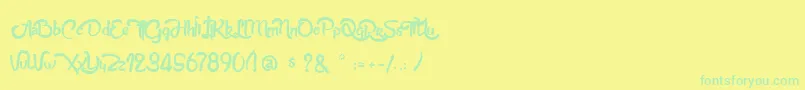 Police AnabelleScriptLight – polices vertes sur fond jaune