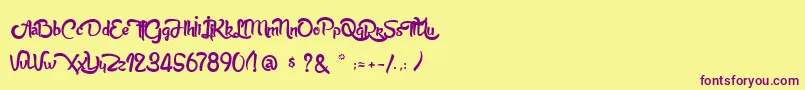 AnabelleScriptLight Font – Purple Fonts on Yellow Background