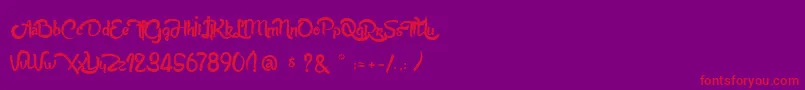 AnabelleScriptLight Font – Red Fonts on Purple Background