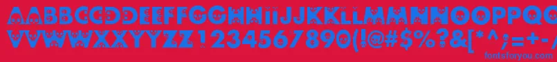 Skullphabetone Font – Blue Fonts on Red Background