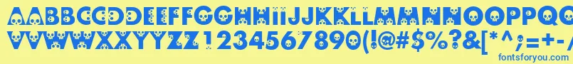 Skullphabetone Font – Blue Fonts on Yellow Background