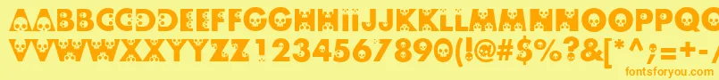 Skullphabetone Font – Orange Fonts on Yellow Background