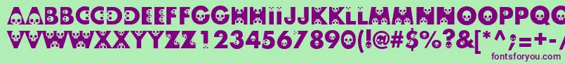 Skullphabetone Font – Purple Fonts on Green Background