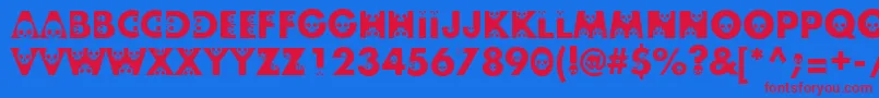 Skullphabetone Font – Red Fonts on Blue Background