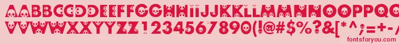 Skullphabetone Font – Red Fonts on Pink Background
