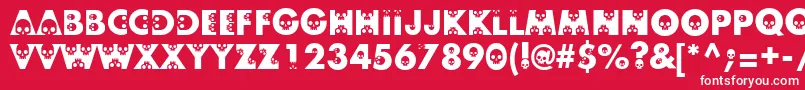 フォントSkullphabetone – 赤い背景に白い文字
