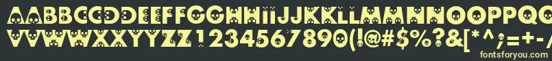 Skullphabetone-Schriftart – Gelbe Schriften auf schwarzem Hintergrund