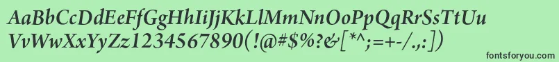 ArnoproSemibolditalic18pt Font – Black Fonts on Green Background