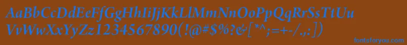 Шрифт ArnoproSemibolditalic18pt – синие шрифты на коричневом фоне