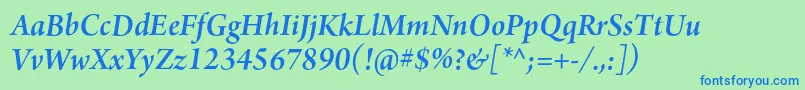ArnoproSemibolditalic18pt Font – Blue Fonts on Green Background