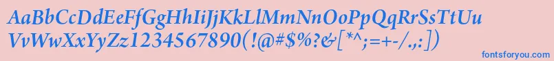 ArnoproSemibolditalic18pt-Schriftart – Blaue Schriften auf rosa Hintergrund