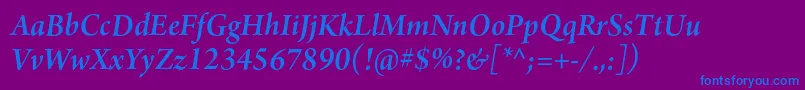 Шрифт ArnoproSemibolditalic18pt – синие шрифты на фиолетовом фоне