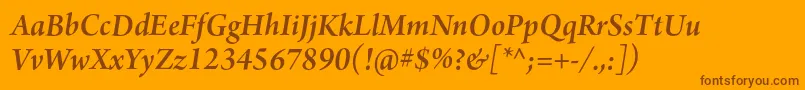 ArnoproSemibolditalic18pt-Schriftart – Braune Schriften auf orangefarbenem Hintergrund