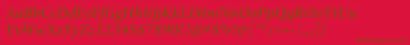 Fonte ArnoproSemibolditalic18pt – fontes marrons em um fundo vermelho