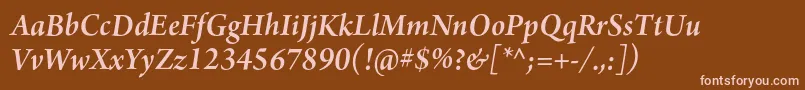 フォントArnoproSemibolditalic18pt – 茶色の背景にピンクのフォント