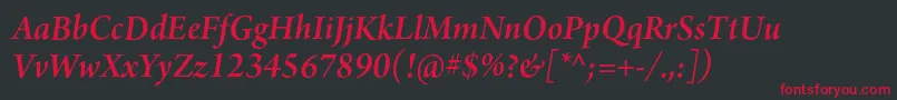 ArnoproSemibolditalic18pt Font – Red Fonts on Black Background