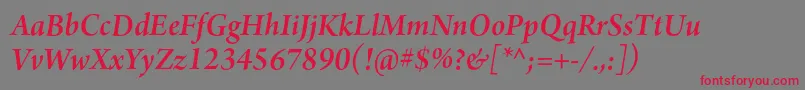フォントArnoproSemibolditalic18pt – 赤い文字の灰色の背景