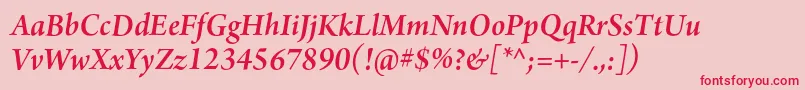 フォントArnoproSemibolditalic18pt – ピンクの背景に赤い文字