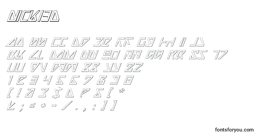 A fonte Nicki3D – alfabeto, números, caracteres especiais