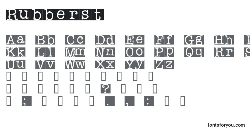 A fonte Rubberst – alfabeto, números, caracteres especiais
