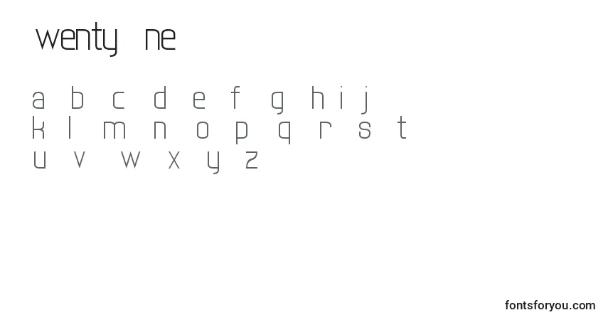 Czcionka TwentyOne – alfabet, cyfry, specjalne znaki