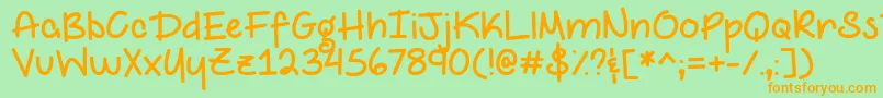 MyEpicSelfieDemo-Schriftart – Orangefarbene Schriften auf grünem Hintergrund