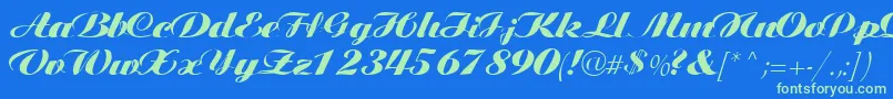 Tiffanys Font – Green Fonts on Blue Background