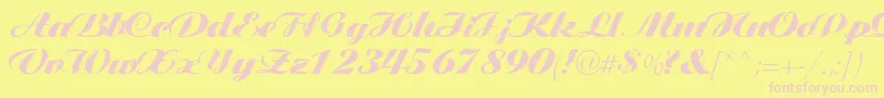 Tiffanys-Schriftart – Rosa Schriften auf gelbem Hintergrund