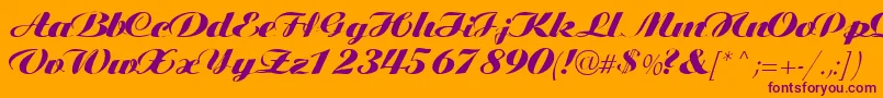 フォントTiffanys – オレンジの背景に紫のフォント