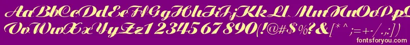 Tiffanys-Schriftart – Gelbe Schriften auf violettem Hintergrund