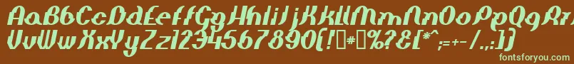 フォントElepbi – 緑色の文字が茶色の背景にあります。