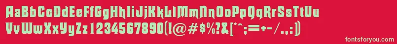 Czcionka MoorgateRegularDb – zielone czcionki na czerwonym tle