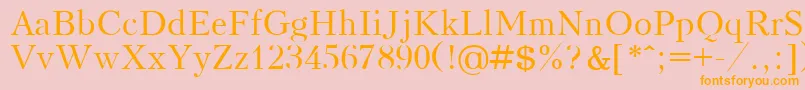 フォントKudrashovPlain – オレンジの文字がピンクの背景にあります。