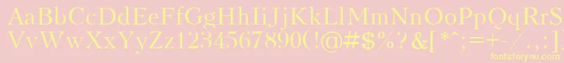 Fonte KudrashovPlain – fontes amarelas em um fundo rosa