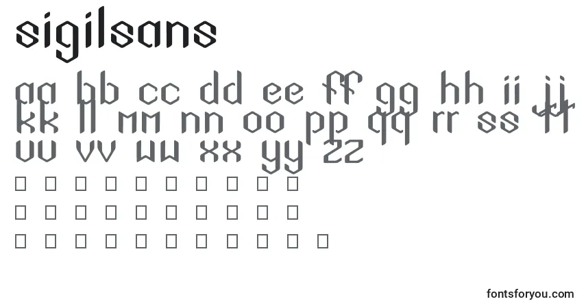 A fonte SigilSans – alfabeto, números, caracteres especiais