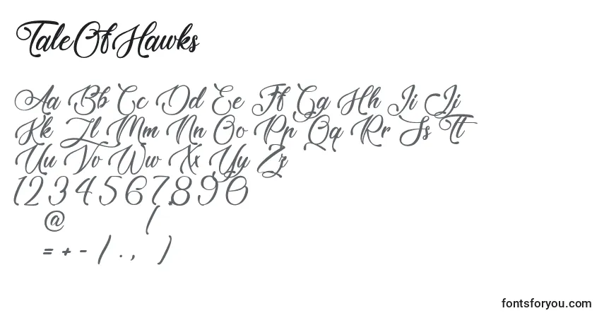 Czcionka TaleOfHawks – alfabet, cyfry, specjalne znaki