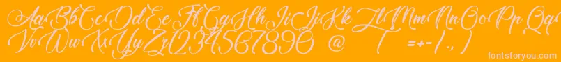 TaleOfHawks-Schriftart – Rosa Schriften auf orangefarbenem Hintergrund