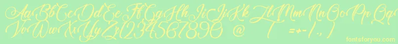 TaleOfHawks-fontti – keltaiset fontit vihreällä taustalla