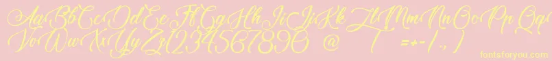 TaleOfHawks-Schriftart – Gelbe Schriften auf rosa Hintergrund