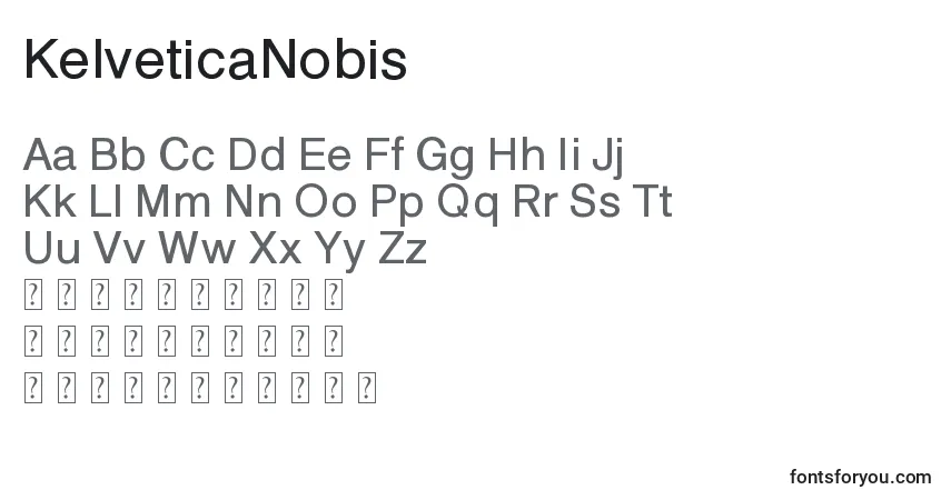 A fonte KelveticaNobis – alfabeto, números, caracteres especiais