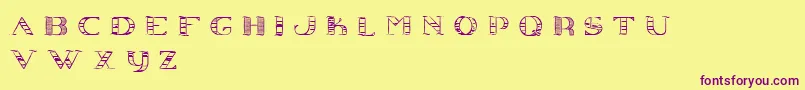 フォントConjecture – 紫色のフォント、黄色の背景