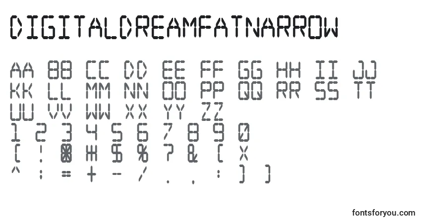 A fonte Digitaldreamfatnarrow – alfabeto, números, caracteres especiais