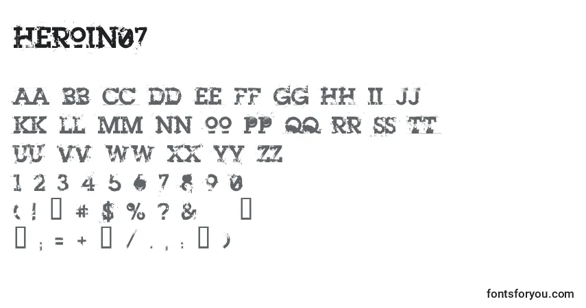 Czcionka Heroin07 – alfabet, cyfry, specjalne znaki